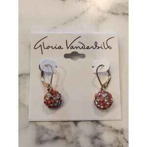 Gloria Vanderbilt Womens Gold-Tone Drop Earrings With Orange & Pink Crystal Ball